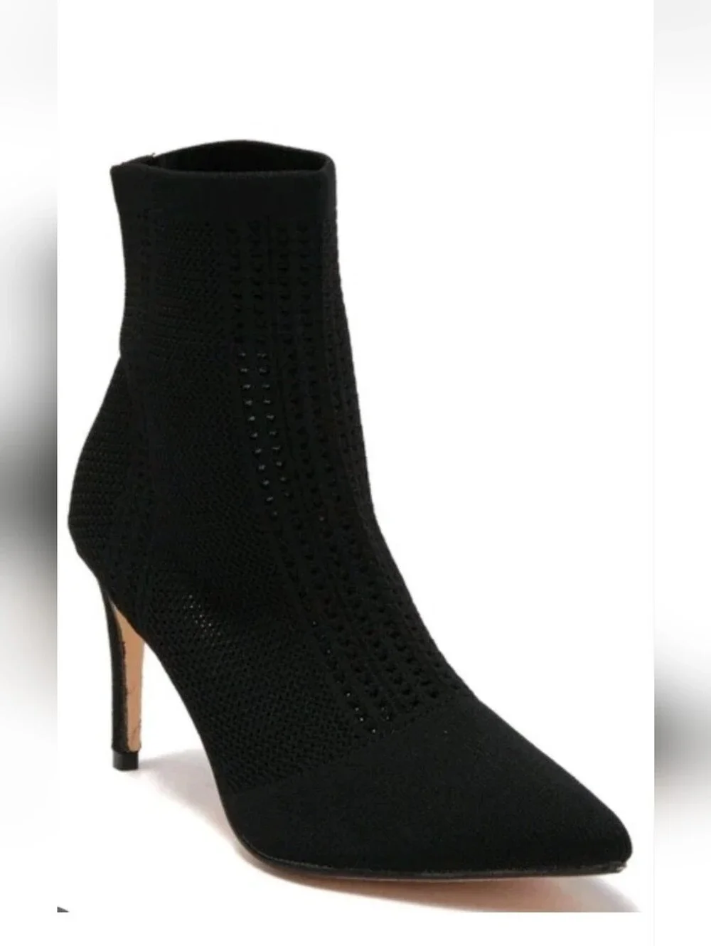 Catherine Malandrino Dnonito Black Pointed Toe Knit High Heel Booties Boots 8